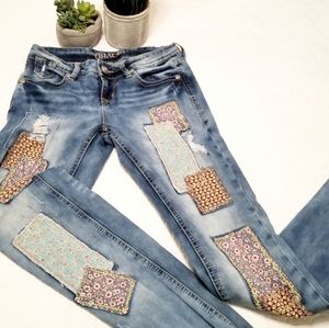 Grace In LA patchwork skinny jeans!